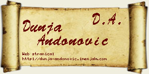 Dunja Andonović vizit kartica